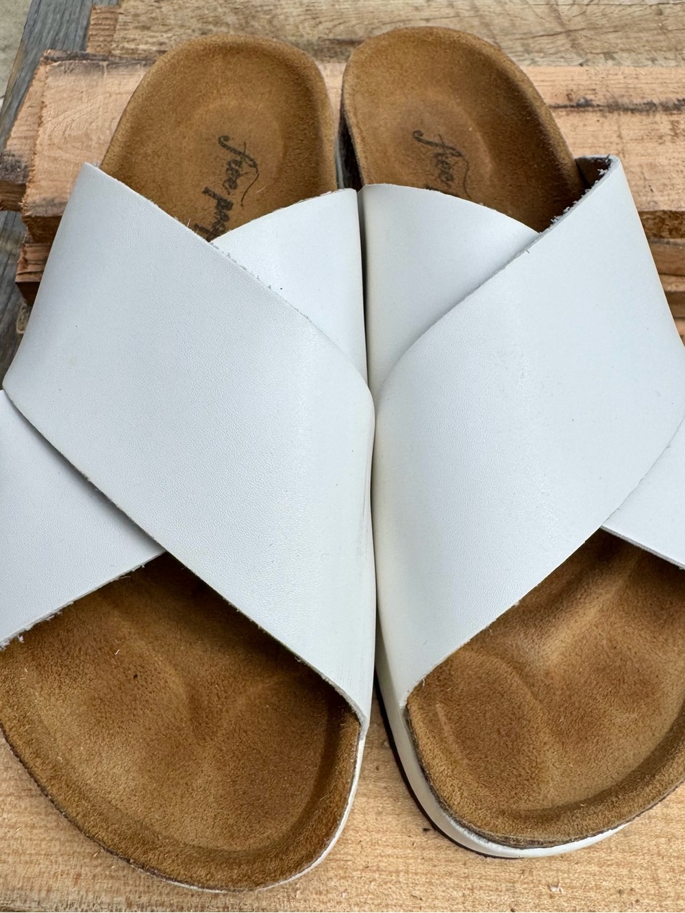 Free People White Crisscross Slide Sandals